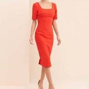Cooper St Square Neck Dress Sz 4 Sheath Red 652A